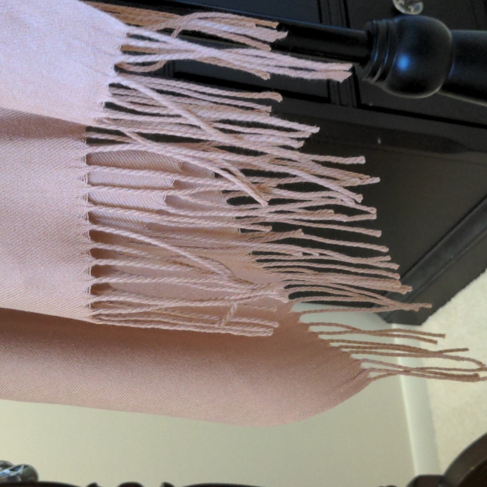 Blush Pink Pashmina Shawl with Fringe - Picture 2 of 3